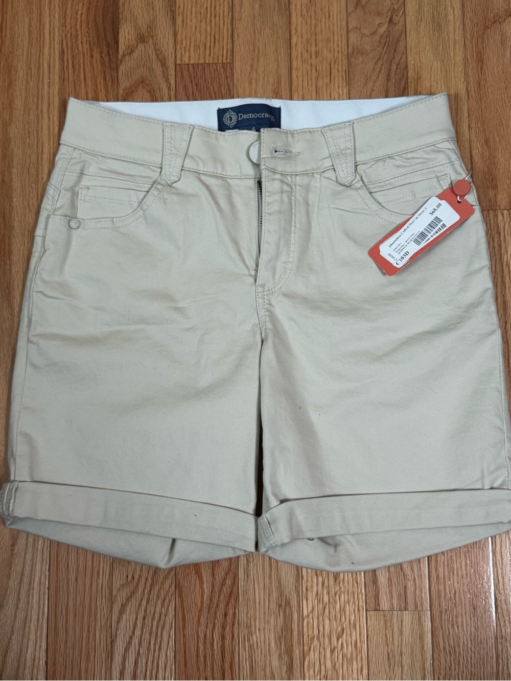 Democracy Cream Roll-Cuff Bermuda Shorts